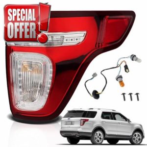 Tail Lights Compatible with 2011 2012 2013 2014 2015 Ford Explorer Rear Brake Lamp Assembly With Wire Harness and Bulbs Replace BB5Z13404C BB5Z13404D (2011-2015 Ford Explorer