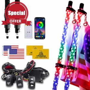 ZIMABLUE 2PC 3FT Whip Lights for Side by Side