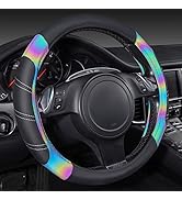 CAR PASS Chameleon Iridescent Reflective PU Leather&Waterproof Universal Carpet car Floor mats,Fi...