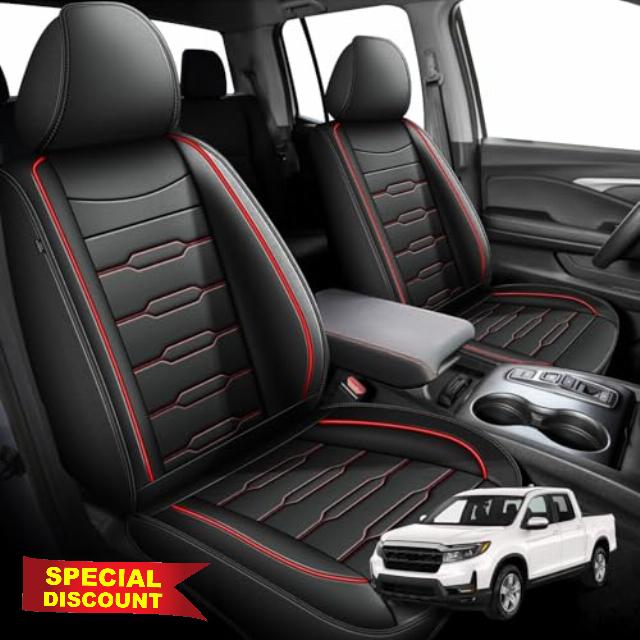 AOMSAZTO Seat Covers Fit for Honda Ridgeline 2006-2024 2025: Crew Cab 5 Seats Car Seat Covers Faux Leather Truck Pickup Seat Cushion Protector - Front Seats Without Armrests(Full Set