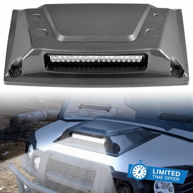 SAUTVS Sport Hood Scoop with LED Spotlight for Kawasaki Mule Pro
