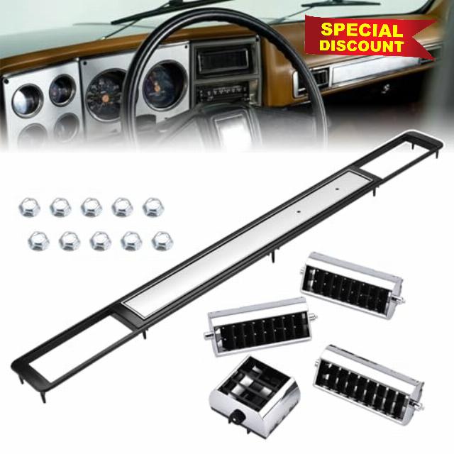 A/C Dash Vent & Molding Kit Compatible with 1973-1980 Chevy and GMC Truck Center Dash AC Air Vent Replaces # 3979751 14014536