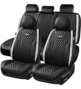 CAR PASS Nappa Leather Seat Covers, Breathable Waterproof Car Seat Covers Full Set, Luxury Leathe...