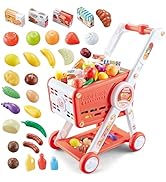 KalaDuck children's supermarket cash register toy, 48 pieces cash register trolley with scanner, calculator.
