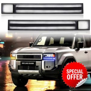 LED Daytime Running Light fit for 2024 2025 Toyota Land Cruiser LC250 Fog Light Accessories with White LED DRL - Amber Sequential Turn Signal-Blue Light (Under the Square Headlights)