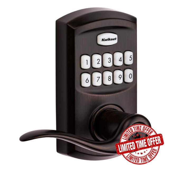 Kwikset 99170-002 SmartCode 917 Keypad Keyless Entry Traditional Residential Electronic Lever Deadbolt Alternative with Tustin Door Handle and SmartKey Security