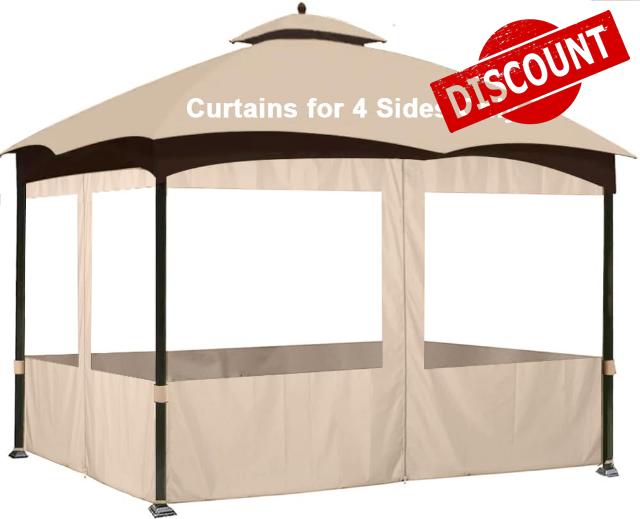SCOCANOPY 10' x 12' Clear Window Gazebo Privacy Curtain Set for Lowe's Allen Roth 10X12 Gazebo Model #GF-12S004B-1 / GF-12S004BTO/ TPGAZ17-002