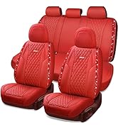 CAR Pass Nappa-Calfskin Leather Car Seat Covers Full Set Waterproof Protector Durable Cushioned,U...