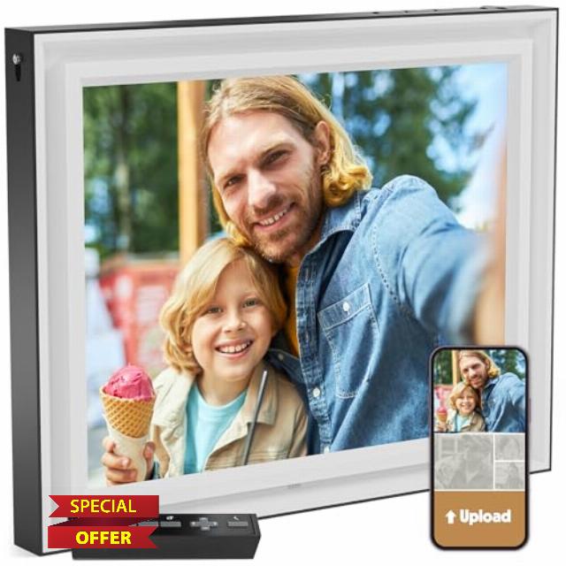 Pix-Star 17 inch Extra Large Digital Frame | Free Unlimited Cloud | Share Videos and Photos by Email or App | Motion Sensor | Large Electronic Picture Frame