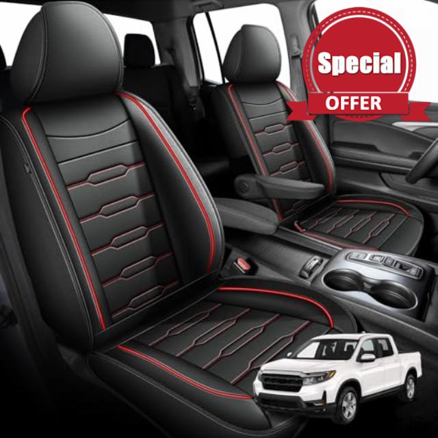 AOMSAZTO Seat Covers Fit for Honda Ridgeline 2006-2024 2025: Crew Cab 5 Seats Car Seat Covers Faux Leather Truck Pickup Seat Cushion Protector - Front Seats with Armrests(Full Set