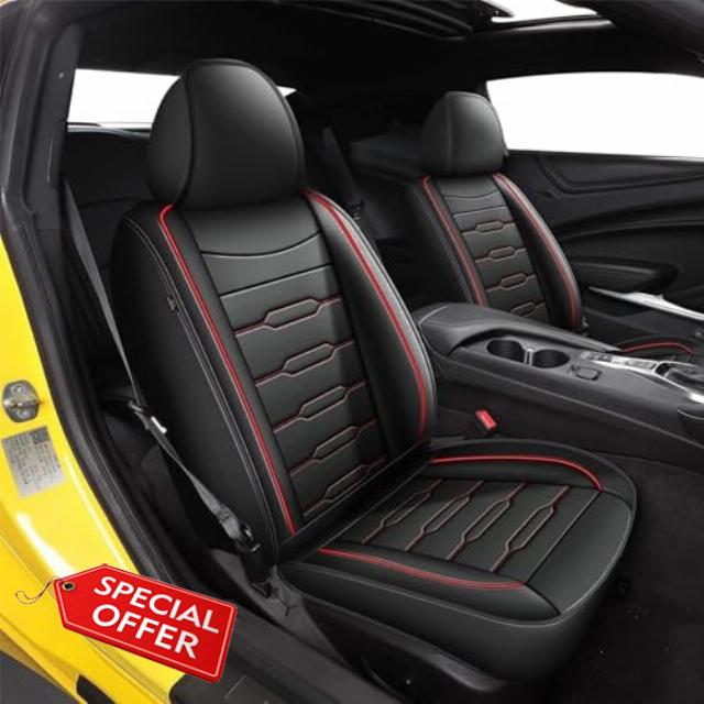 Full Set Seat Covers Custom Fit for Chevrolet Chevy Camaro 2016-2023 2024: 5 Seats Compatible with 6th Gen Camaro LT LS RS SS ZL Coupe Model