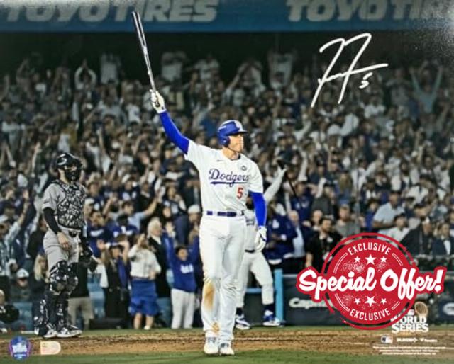 Freddie Freeman Autographed Los Angeles Dodgers 2024 World Series Game 1 Grand Slam Signed Baseball 16x20 Photo MLB Hologam COA Silver