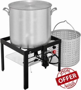 60 QT Seafood Boiling Kit-Boil Pot with Basket-Propane Jet Stove-Ideal for Crawfish-Outdoor Seafood Boil