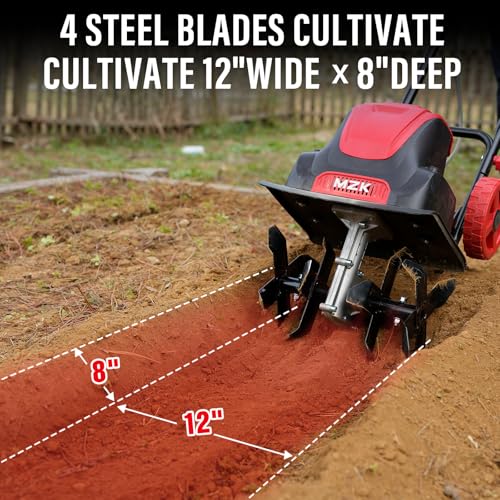 10- Amp Electric Garden Rototiller for Garden Soil Digging