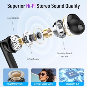Bluetooth 5.4 Headphones with Multifunctional Touch Screen