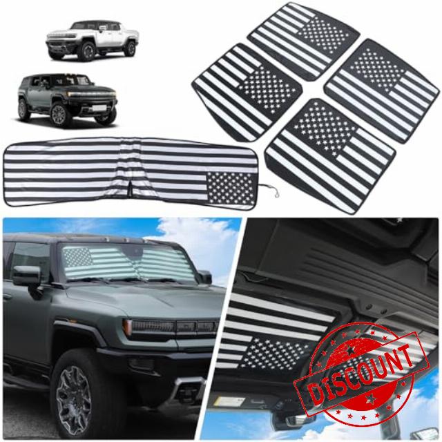 for Hummer EV Accessories 4 Piece Sunshade Roof 1 Piece Front Windshield Sunshade