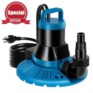 Upgraded 120V 1/3 HP Automatic Swimming Pool Cover Pump with 25FT Power Cord and 90° Connector
