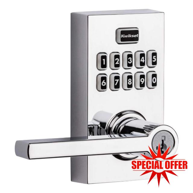 Kwikset 99170-005 SmartCode 917 Keyless Entry Contemporary Residential Keypad Electronic Lever Lock Deadbolt Alternative with Halifax Door Handle and SmartKey Security