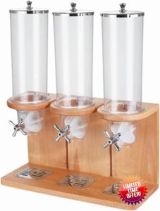 Cereal Dispenser Countertop Dry Food Grain Nut Candy Snack Rice Triple Food Dispenser (Triple