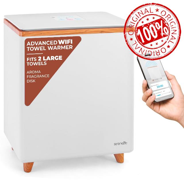 SereneLife SLTLR660W Rectangular Bucket-Large Capacity Single Touch Towel & Blanket Warmer with Built-in WiFi Capability (Natural)
