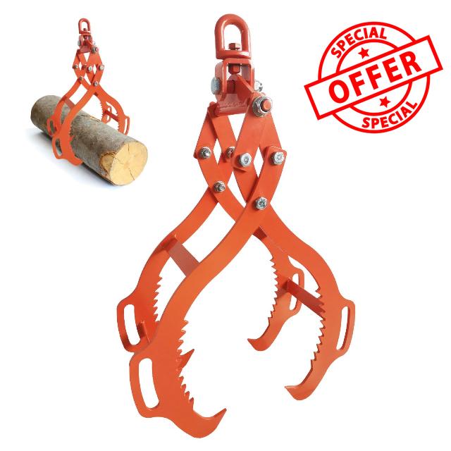 32" Log Tongs Log Grapple for Logging Tongs 4 Claw Timber Claw Hook Swivel Steel Log Lifting Tongs Heavy Duty Log Tongs with 3300 Lbs Loading Capacity Log Skidding Tongs for ATV