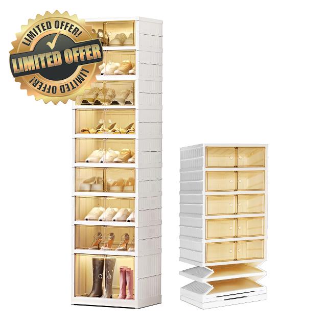 9-Tier Foldable Women's Shoe Rack for Closet Entryway