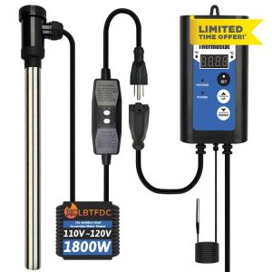 1800W Immersion Water Heater Portable Electric Bathtub and Pool Fully Submersible Water Heater with Thermostat