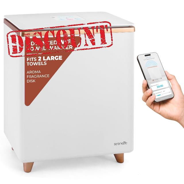 SereneLife SLTLR460W Rectangular Bucket-Large Capacity Single Touch Towel & Blanket Warmer with Built-in WiFi Capability