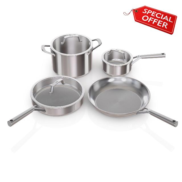 Ninja EverClad Stainless Steel Cookware 7 Piece Pots & Pans Set