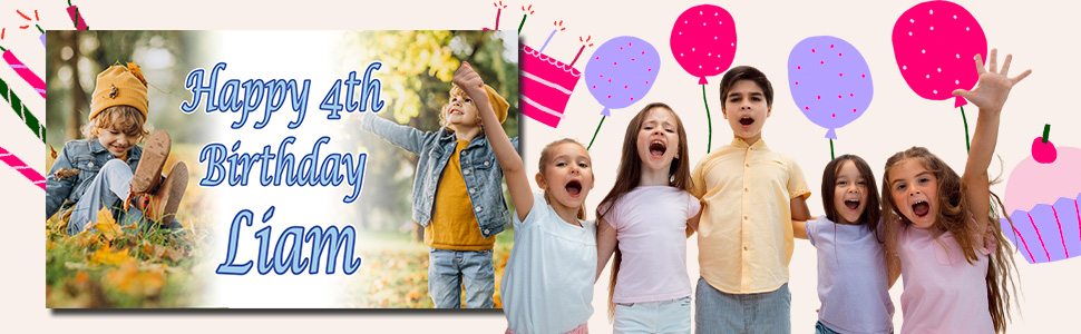 2 personalised birthday banner party decoration celebration anniversary birthday kids