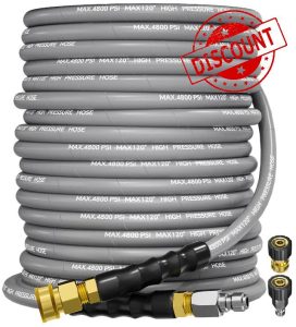 3/8" 4800PSI Pressure Washer Hose 100FT with Swivel Quick Connect for Cold/Hot Water Max 248°F