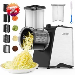 Electric Cheese Grater - 250W Electric Slicer Shredder Salad Maker with 5 Blades for Cheese