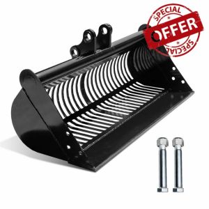 24 inch Screening Bucket Attachment，600mm Soil Sieving Bucket for Mini Excavators Digger，Alloy Steel Material Bucket for Filtering and Sorting Materials in Different Operating environments