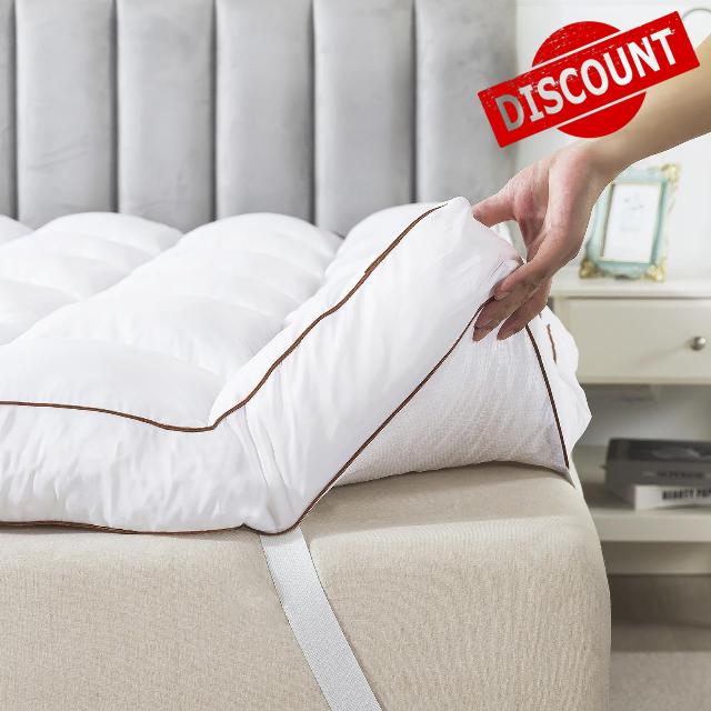 WhatsBedding 3 Inch Memory Foam Mattress Topper Queen Size Plus Thicked Down Alternative-Lined