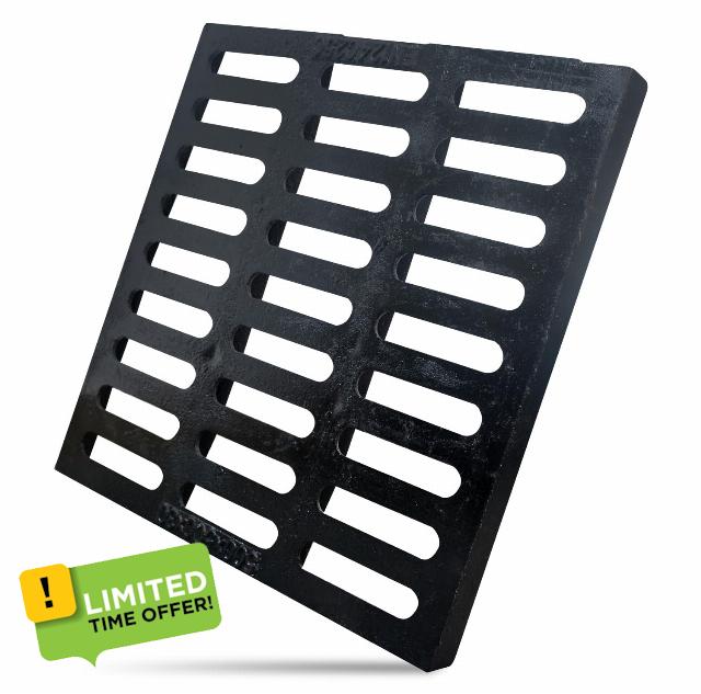 24×24 Inch Cast Iron Drain Grate – Heavy-Duty B125 Class Outdoor Drain Cover