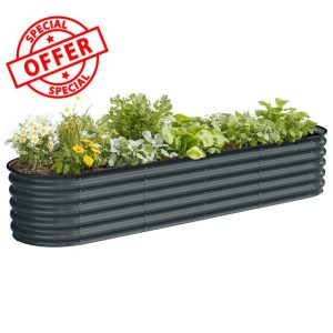 8x2x1.5ft Raised Garden Bed-Outdoor Galvanized Planter Box for Vegetables