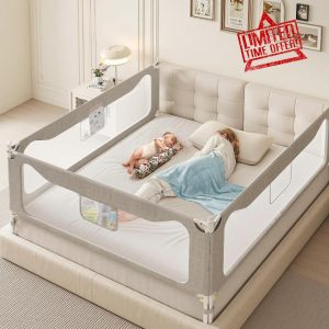 Dr. Pure Bed Rails Guard for Toddlers Adults: (3 Pack) 3-Side Protection Bedrail for King Bed - Extral Tall Adjustable Child Safety Side Railing Guards Gate with Safety Locks for Kids(78.7x78.7x74.8”)