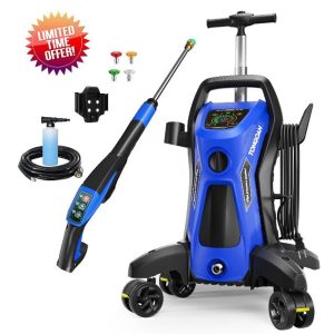 Electric Pressure Washer 5000 PSI 3.2 GPM Pressure Washer Electric Powered with Upgrade Spray Handle Smart Control and 4 Anti-Tipping Wheels for Effortlessly Cleaning