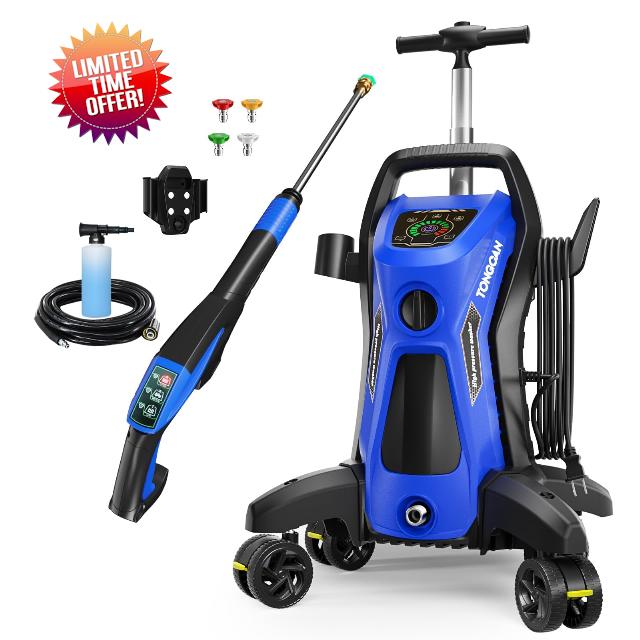 Electric Pressure Washer 5000 PSI 3.2 GPM Pressure Washer Electric Powered with Upgrade Spray Handle Smart Control and 4 Anti-Tipping Wheels for Effortlessly Cleaning