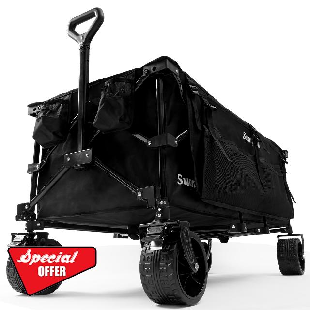 SunnyFeel 49''L 550lbs Heavy Duty Wagon Cart Foldable with Wheels