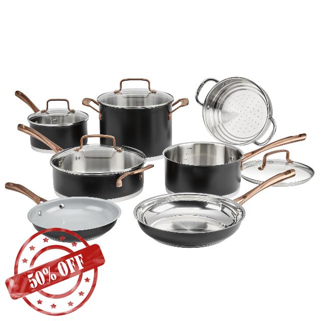 Cuisinart 11-Piece Matte Black Elegance Cookware Set