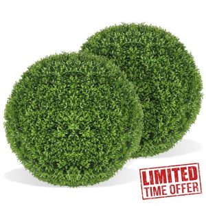 Kmise 2pcs Artificial Plant Topiary Balls for Outdoor