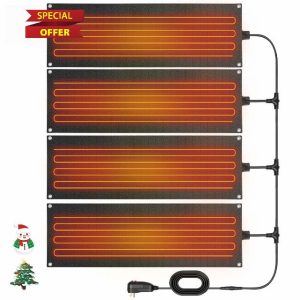 2025 Snow Melting Mats Outdoor 10" x 30"（4Pcs Includes a Plug） Non-Graphene Harmless Rubber Snow Heating Mats 120V Power Saving