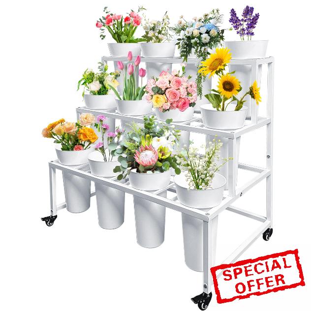 Flower Display Stand with 12 Buckets