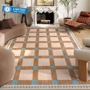 Lahome Checkered Dining Room Large Rugs 6x9 for Living Room Soft Bedroom Carpet