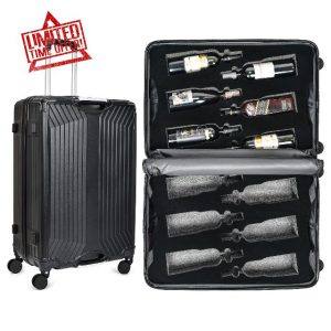 Fly with Wine suitcase 12 Bottle Airplane Travel Wine Suitcase - Stylish Secure Wine Luggage for Air Travel