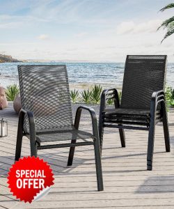Patio Stackable Chairs Set of 4