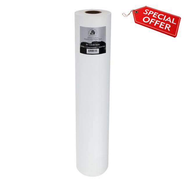 New York Central Large Watercolor Paper Roll for Artists - 300 lb Cold Press - 31" x 10.94 yd - 100% Cotton Bright White Acid-Free Archival Roll of Cold Pressed Watercolor Paper
