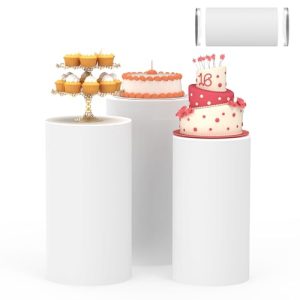 3 Pcs Round Pedestal Stand for Party Reusable Dessert Display