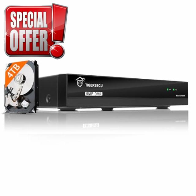 TIGERSECU Ultra HD 5MP 8 Channel Hybrid Security DVR/NVR with 4TB Hard Drive